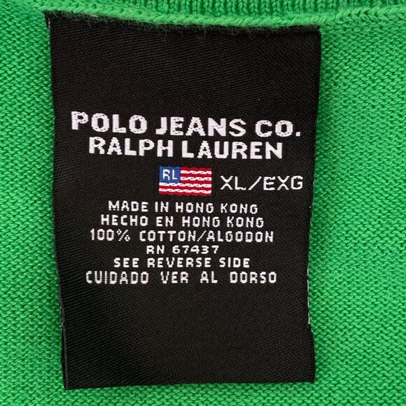 Vintage Polo Jeans Co Ralph Lauren Sweater Wm Green American Flag Preppy Y2K-XL - Picture 11 of 12